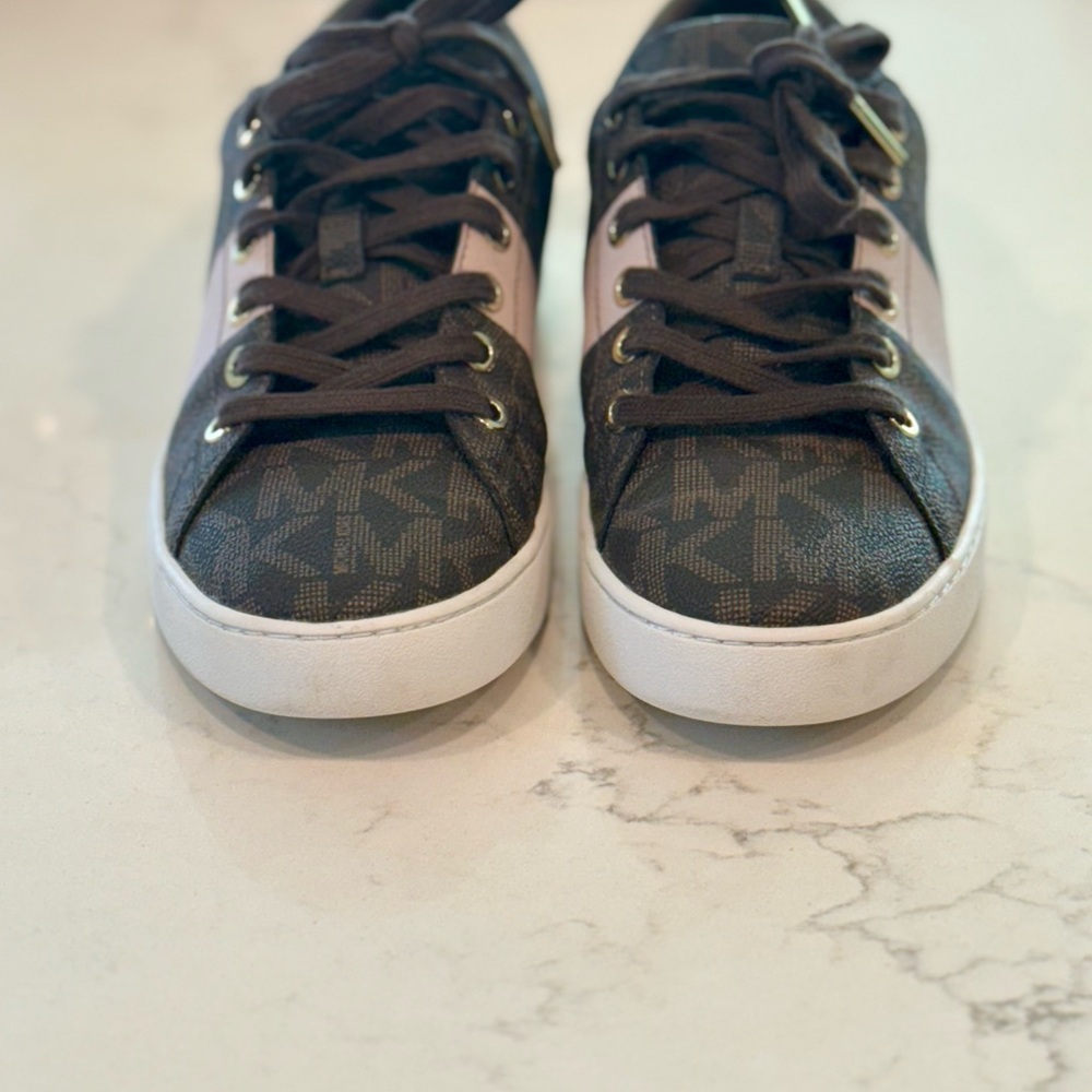 Michael Kors Womens Keaton Sneakers, 9.5M US, brown and light pink, EUC - Picture 2 of 6